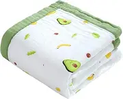 GARVALON Soft Muslin Baby Blanket Bath Towel 110x110cm Avocado Newborn Towel Quick Dry Portable