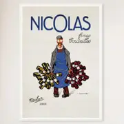 Galrie Nicolas Fine Bottles Vintage Poster by Jules Isnard Dransy Timeless French Art, White Frame, 70 x 100cm (28 x 40inch)