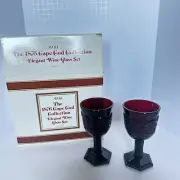 NEW Vtg Avon Cape Cod Ruby Red Elegant Wine Glass Set 2 Glasses 5.25"