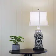 Oriel Lighting DORNE Classic Antique Cut Lamp with Harp Shade Silver