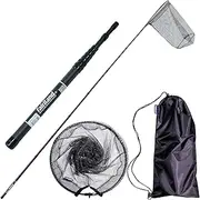 Fairiland Telescopic Fishing Net Long Handle Landing Net with Carbon Pole Rubber Fishing Net Full Metal Hoop Fish Landing Let