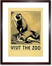 Ad Zoo Penguin New Wood Frame Picture Gift 73 Framed Wall Art Print