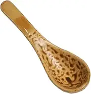 Retro Ceramic Spoons, Rice ScoopSet of 6 Stainless Steel Spoon Baby Spoon Coffee Tea Soup Spoon Yellow