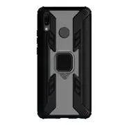 2 Pcs Iron Warrior Shockproof PC + TPU Protective Case for Huawei Y9 2019, with Ring Holder (Black)