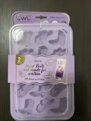 Cowboy Boots/Hats Shaped Silicone Ice Cube Tray W/ Lid & Bin Freezer Ice Maker