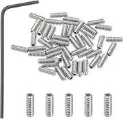 uxcell #4-40x5/16 Internal Hex Socket Set Grub Screws, 50 Pcs 304 Stainless Steel Cup Point Set Screw with Hex Key Wrench for Door Handles Bathroom Fixtures