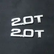 2x Silver Chrome 2.0T Metal Decal Badge Sticker Emblem Engine Turbo Sports Drive (for: Renault)