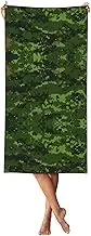 YANYU Green Army Digital Camouflage Print Bathroom Towels Beach Towel Oversized for Adults Quick Dry Lightweight for Summer
