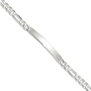 [JewelryWeb] 925 Sterling Silver Solid Polished Figaro ID Bracelet Lobster Claw 5mm Wide Identification-Bracelet for Women