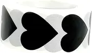 GANAZONO 1Roll Heart Shaped Self Adhesive Sealing Stickers Black Love Labels for Wrapping for Party Favors Bakery Tags and Decoration