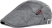 [VOBOOM] Men Distressed Ivy Caps Breathable Mesh Summer Newsboy Hat Adjustable Outdoor Cabbie Gatsby Hat