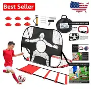4' x 3' Foldable Soccer Goal - Complete Set with Ball, Cones & Agility Ladder