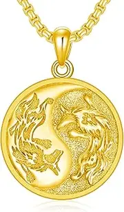[ROMANTICWORK] Yin Yang Necklace 925 Sterling Silver Dragon Scorpion Wolf Scorpio Jewellery Christmas Birthday Gifts for Men Women Unisex