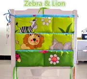 Zebra & Lion Baby cot storage organiser / Nursery pouch bag / Diaper storage bag