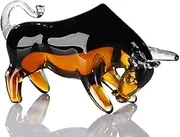Casablanca Decorative Animal Figurine Taurus – Zodiac Sign – Made of Glass – Colour: Black Brown – Width 21 cm Height 12 cm