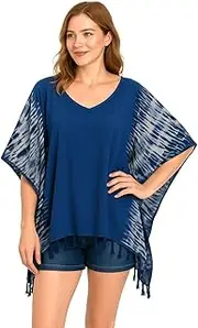 [DP Fashion] ATM Tie Dye Poncho Caftan Kaftan Tunic Blouse Cover Up Handmade Plus Size