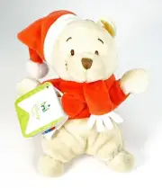 Disney Baby Winnie the Pooh Plush Doll Soft & Cuddly Christmas Santa Hat Holiday