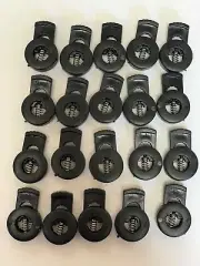 100 pc Black Flat Round 1 Hole Spring Toggle Slider, 1/4" String Cord Lock