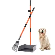 Extra Large Pooper Scooper, Pet Poop Tray and Rake with Adjustable Long Handl...