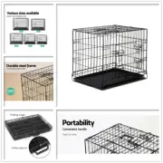 24"~ 48" Pet Dog Cage Crate Kennel Cat Collapsible Metal Cages Playpen Foldable