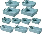 11 PCS 4-Size Plastic Storage Bins and Baskets for Efficient Home Classroom Organization Small Containers for Kitchen, Cupboard box, and Bathroom Organizer on Shelves and Tubs (Blue)