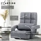 Artiss Floor Lounge Sofa Bed Grey Linen 360° Swivel Chair Adjustable Backrest