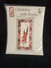 Gladiolus With Border By Janet Powers Green Apple #675 Cross Stitch Chart