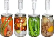 [laffeya] Fermentation Lids, Airlocks for Fermenting, 4 Sets Fermentation Kit for Wide Mouth Jars- Stainless Steel Fermenting Lids compatible with Mason Jar for Making Sauerkraut, Pickle, Hot Sauce