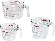 Pyrex Smart Essentials Glass Measuring Jug, (3-Piece Set) Clear