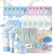 Moisturize Milk Skin Care Sets & Kits Gifts for Teenage Girls - Beauty Gifts Travel Size Kit for Women with Cleanser,Eyecream,Cream,Serum,Scrub,Mask,Brush,Package,Hairpin Set (24pcs)