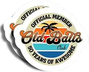 Official Member 50 Years of Awesome- Old Balls Club Magnets - 5" On Longest Side - Funny Cute Age - 2 Pack -Thick Strong Magnet - Bumper Magnets for Fridge, Toolbox, Cars - Made in USA - PLDFMAG1644