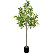 5ft Artificial Lemon Tree Decoration with Fruits for Home Office Garden - Realistic Leaves