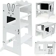The Little Bunny Australia Bunny Design 3-in-1 Montessori Learning Tower for Kids Aged 10 Months to 6 Years – Kitchen Helper, Convertible Step Stool, and Toddler Step Ladder