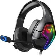 G3000 3.5mm Gaming Headset Over Ear Game Headphones with Microphone Light Noise Cancellation Earphone Volume Control for PS5 Laptop Mobile Phones Desktop PC