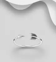 TJS 925 Sterling Silver Toe Ring Open Arrow Design Oxidised Adjustable Jewellery
