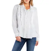 Billy T Ruffle Tuxedo Shirt in White at Nordstrom, Size Medium