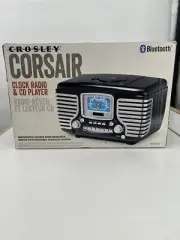 Crosley Corsair CR612D-BK Bluetooth AM/FM Clock Radio and CD Player Retro