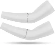 [Generic] UV Sun Protection Sport Arm Sleeves Sports Arm Sleeves Ice Silks UV-Protections Outdoor Fitness Sleeve White