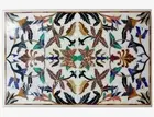 Marble Dining Table Top Multicolour Gemstone Inlay Work Meeting Table for Office