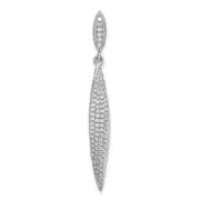 Sterling Silver Rhodium-Plated Pave Cz Leaf Pendant