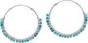 [Silvershake] 30MMx2MM Natural Gemstone Beads 925 Sterling Silver Boho 1.18 Inch Wire Wrapped O-Hoop Earrings Jewelry for Women