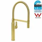 Round Brushed Gold Pull Down Kitchen Mixer Tap Swivel Faucet Laundry Sink Spout