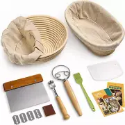 Bread Banneton Proofing Basket Set, 9 Inch round & 10 Inch Oval Cane Sourdough B