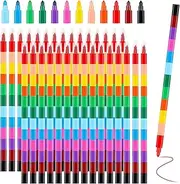 30 Pieces Stackable Crayons Rainbow Crayon, Stacking Buildable Mini Crayons for Kids, Small Crayon Packs Party Favors (12 Colors)