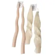 Set/4 twisted candles candlesticks white beige modern artistic decor home theme