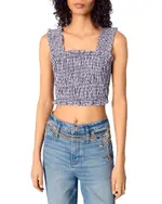 Maje Gingham Smocked Top