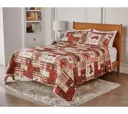 Kringle Express Reversible Holiday Quilt Set Twin Let It Snow Red Truck