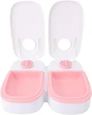 Walmeck Pet Feeder, 2 Meal Automatic Pet Feeder Timer Function Anti Slip Bottom Separate Bowls Dispenser (Roseate)