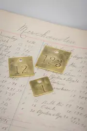 Custom hand stamped Brass Tags - Numbered brass token - hotel key fob - cow tag