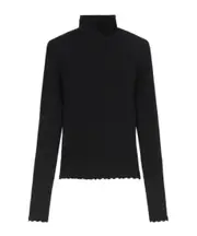 Blumarine Scallop Edge Turtle Neck Jumper L Black